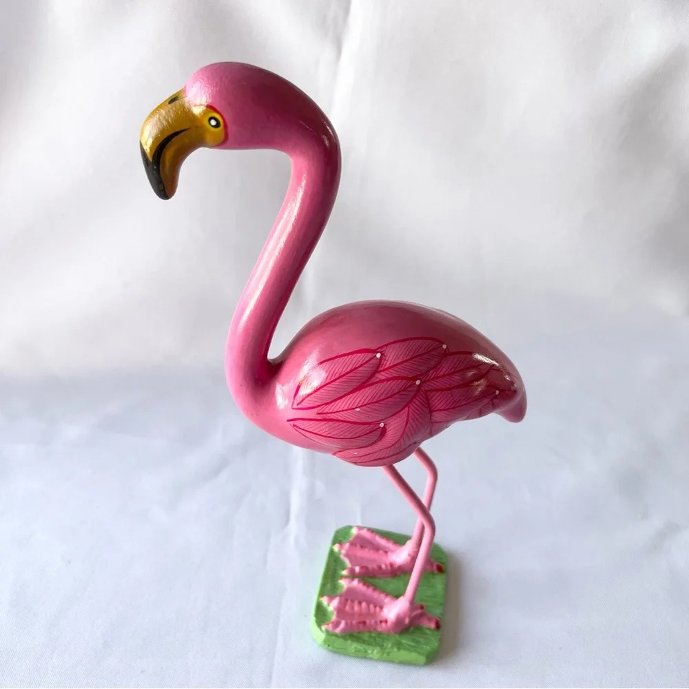 Vintage Pink Flamingo Pottery Statue Figurine Made In Mexico